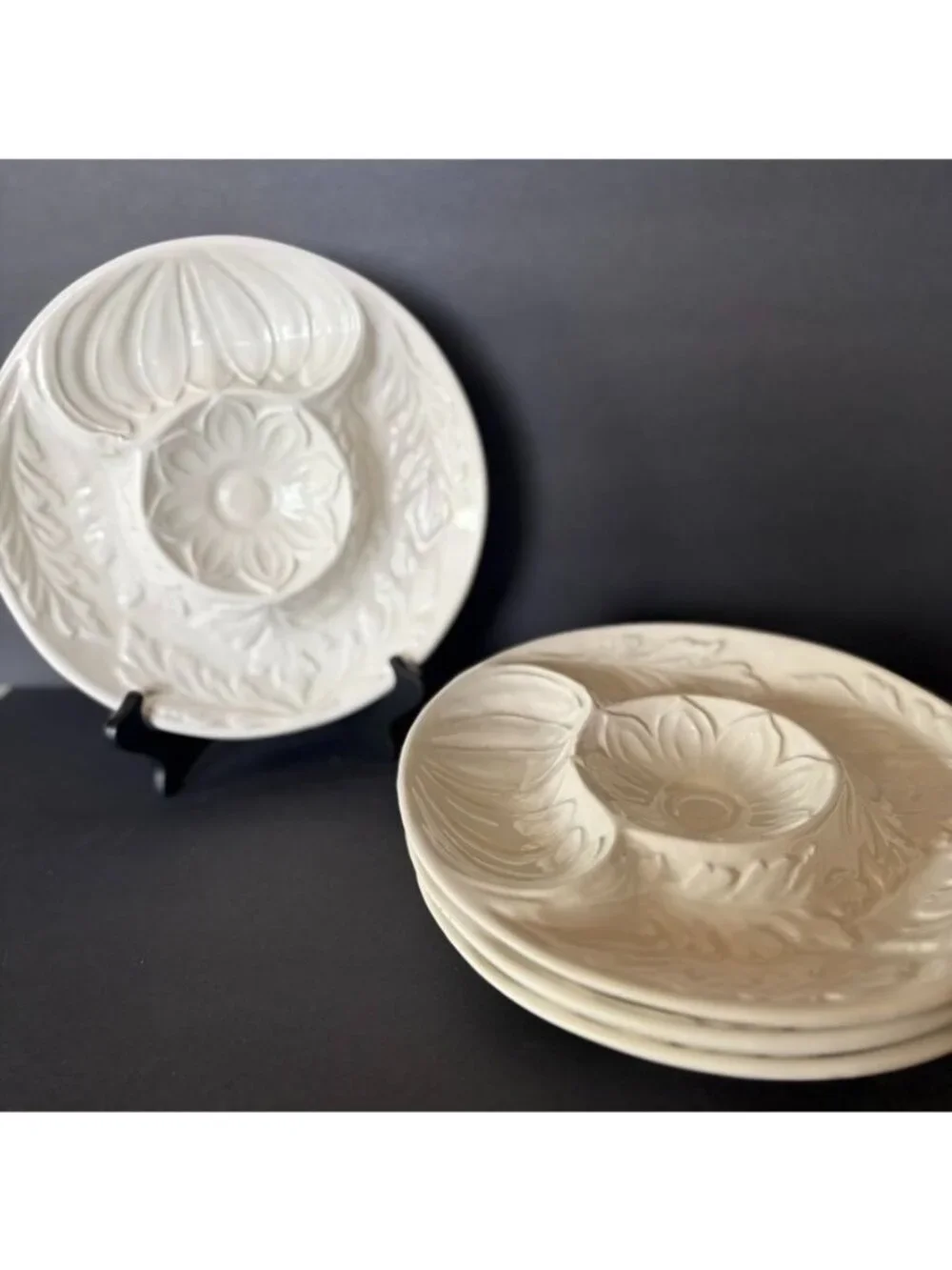 Vintage Whittier Pottery Artichoke Serving Dish (1) 1975 White Ceramic 10.5
